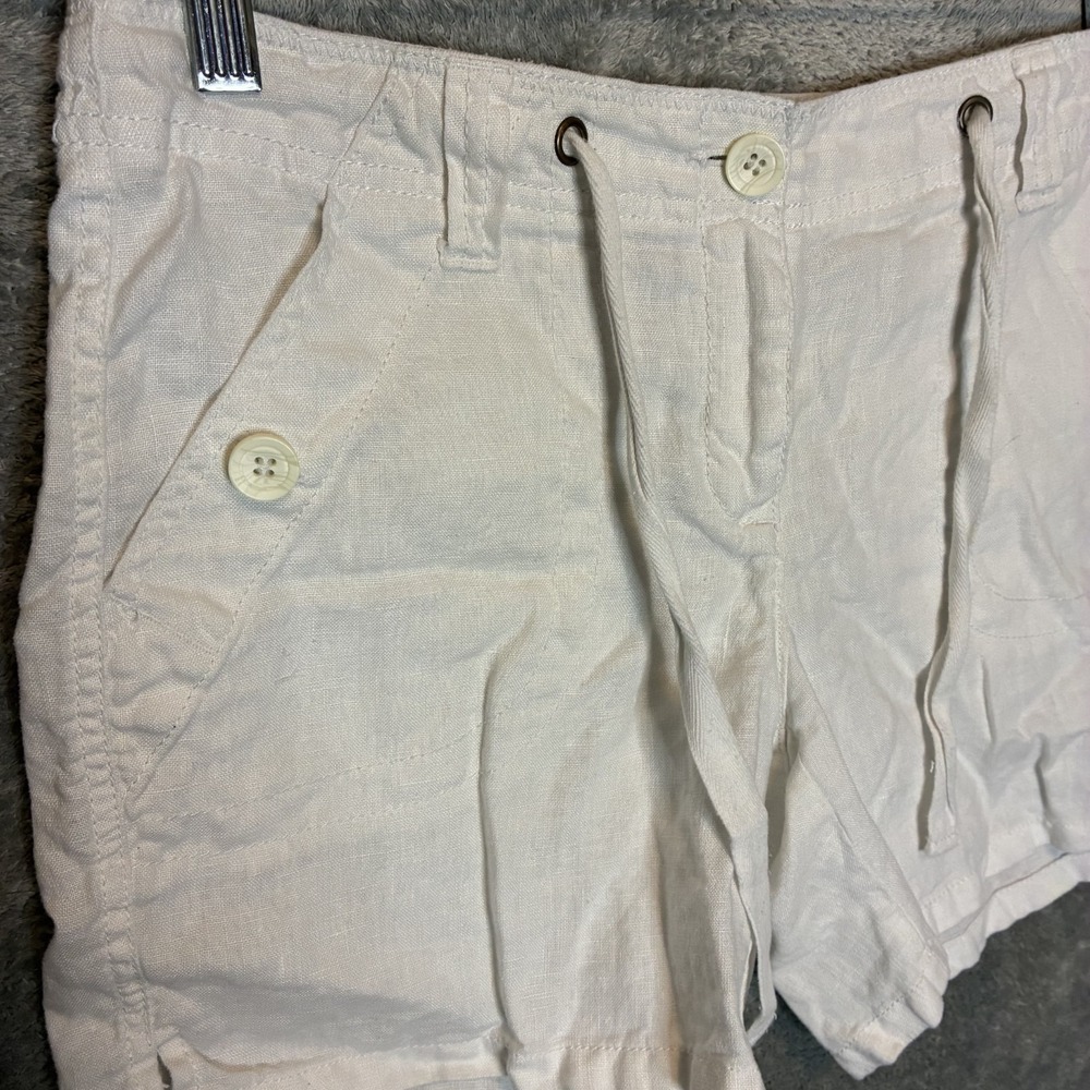 INC Womens 100% Linen Utility Shorts 6 Casual Gorpcore Coastal Chic Drawstring